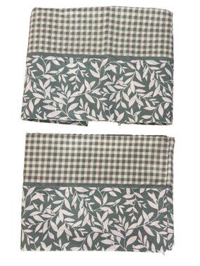 PAIR Westpoint Stevens Pillowcases Standard Green Gingham Check Cotton Blend USA